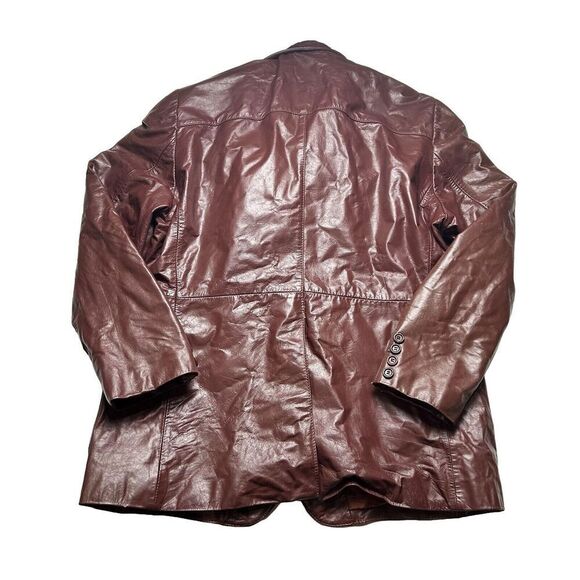 JB Leaders Corp Men's Leather Jacket Size 48 Maroon Lined Pockets Vintage - Picture 2 of 9